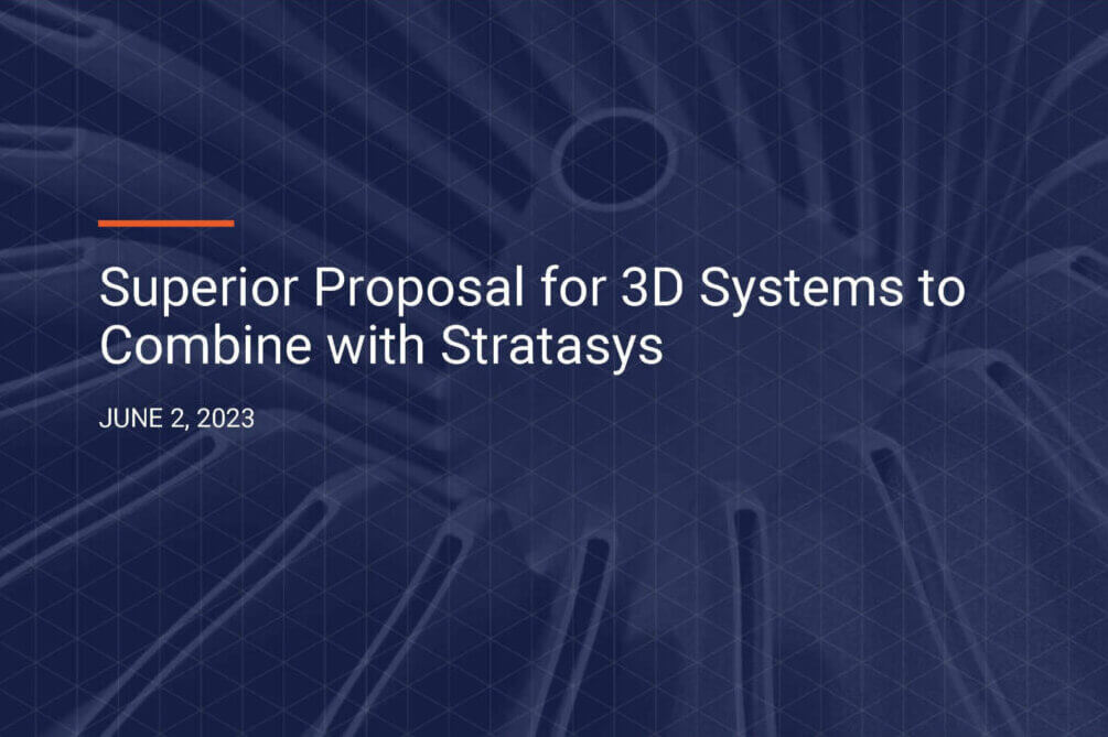 3D SystemsがStratasysの買収意向を表明