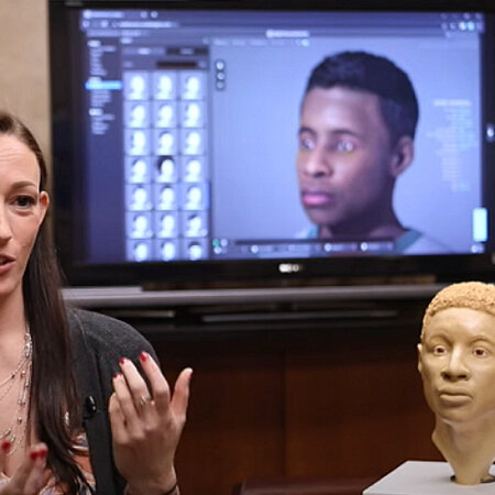 法医学アーティストのSAM MOLNAR氏と頭蓋骨データから復元された顔