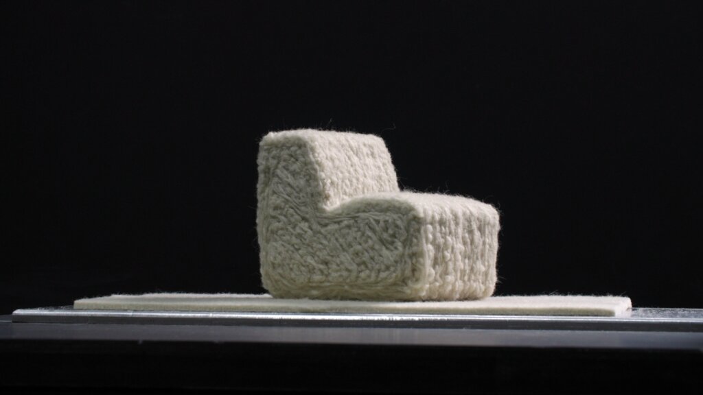 羊毛を使った3Dプリント構造物の例