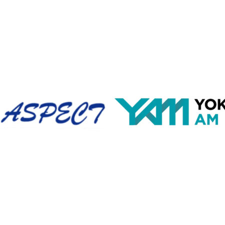 アスペクト社とYOKOITO社のロゴ