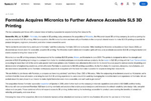 Formlabs社のプレスリリース。