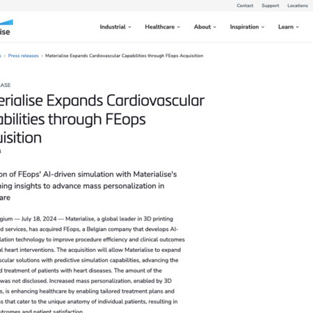 Materialise社のプレスリリース。