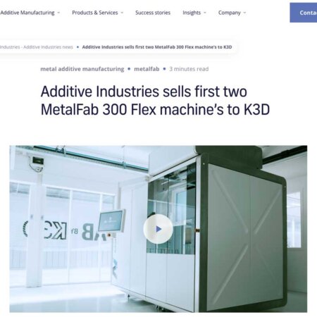 Additive Industries社のニュースリリース。