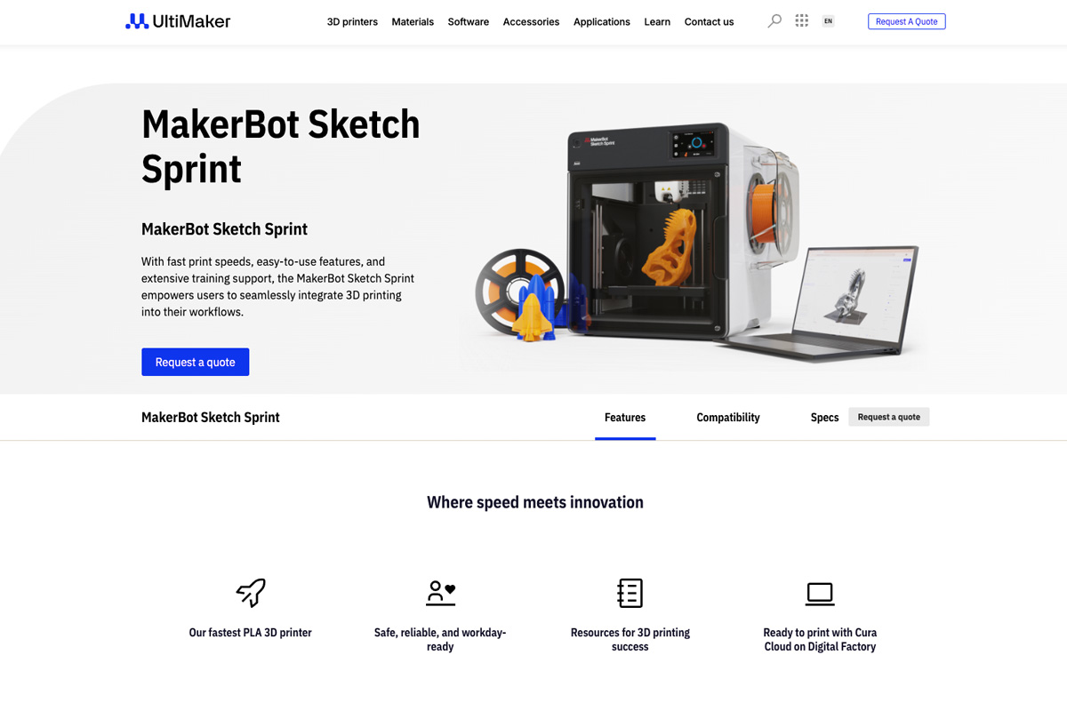 UltiMaker社の新型3Dプリンター「MakerBot Sketch Sprint」