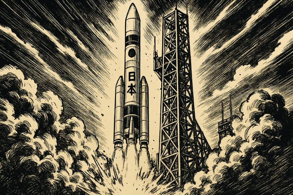 日本のロケット打ち上げイメージAI生成画像