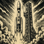 日本のロケット打ち上げイメージAI生成画像