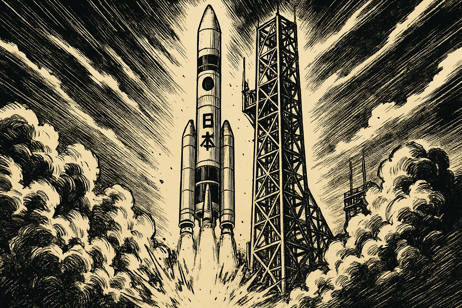 日本のロケット打ち上げイメージAI生成画像