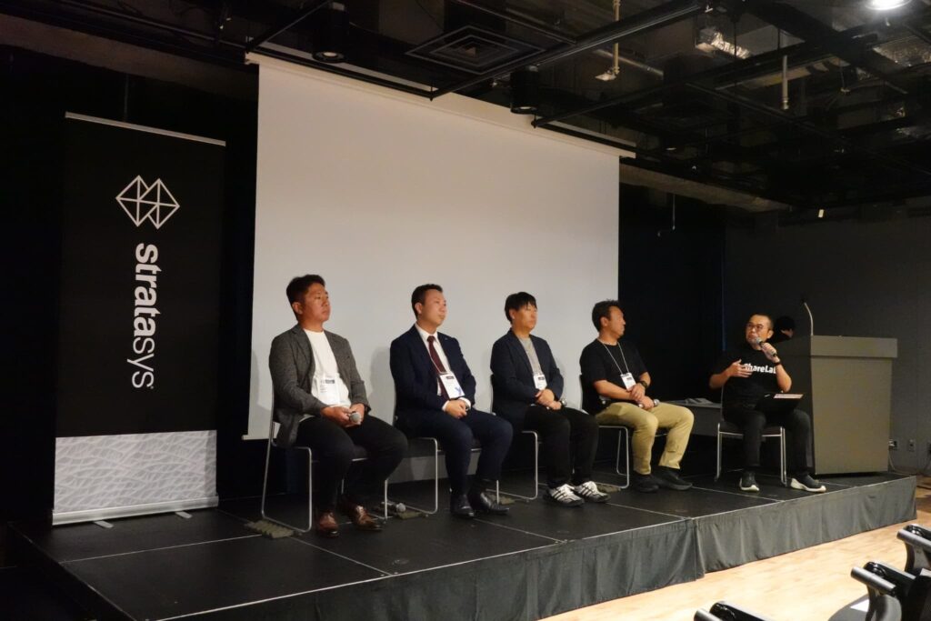 トークショー登壇者(左から松本氏、池田市、久保氏、勝氏、丸岡)シェアラボ記者撮影