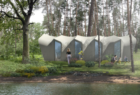 〈参考〉ウクライナでの復興住宅デザインイメージ　提供・出典：CLOUDS Architecture Office、セレンディクス