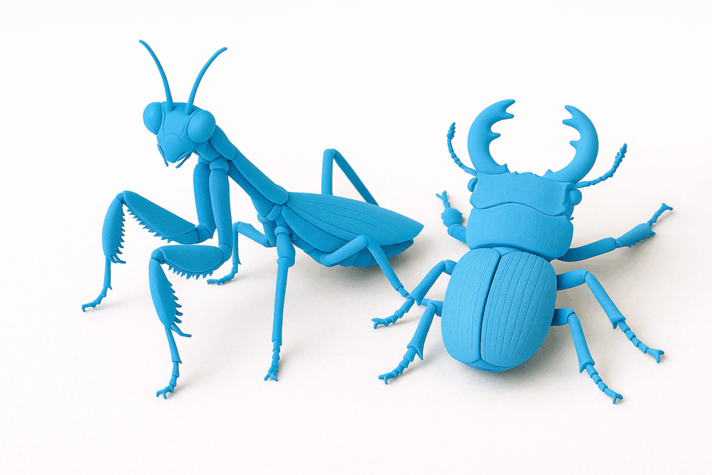 カマキリとクワガタ（出典：サンコンタクトレンズ）