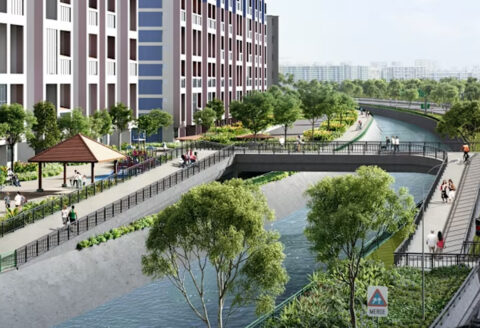 3Dコンクリートプリントによる歩行者橋の完成予想図。（出典：Land Transport Authority）