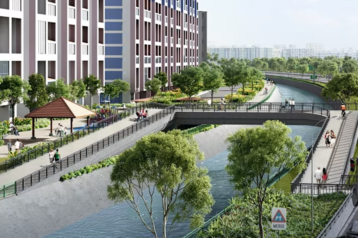 3Dコンクリートプリントによる歩行者橋の完成予想図。（出典：Land Transport Authority）