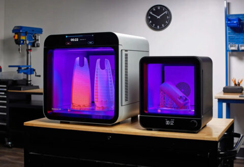 新規リリースの Form Cure L V2 は、Form 4L で光造形したほとんどの大型パーツの二次硬化を 60 秒以内に完了させることができるようになった。（出典：Formlabs）