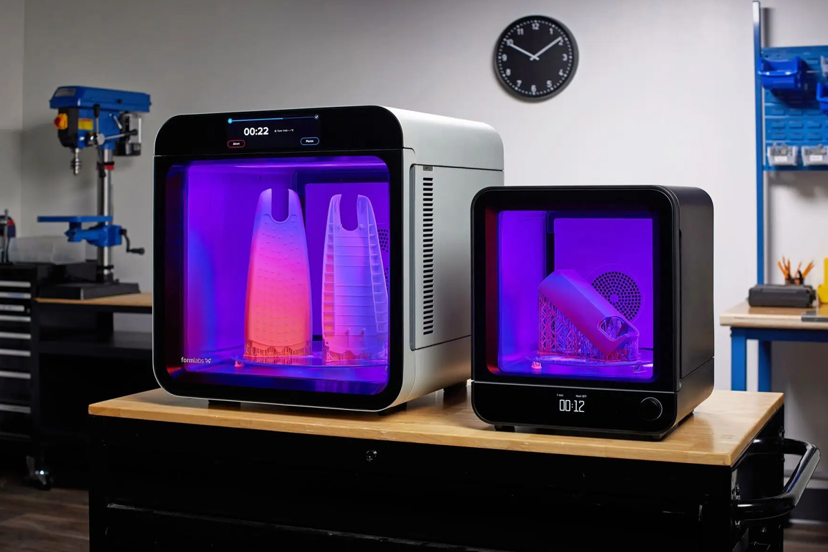 新規リリースの Form Cure L V2 は、Form 4L で光造形したほとんどの大型パーツの二次硬化を 60 秒以内に完了させることができるようになった。（出典：Formlabs）
